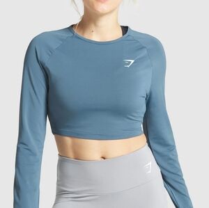 Gymshark Teal Training Long Sleeve Crop Top Gym Shirt